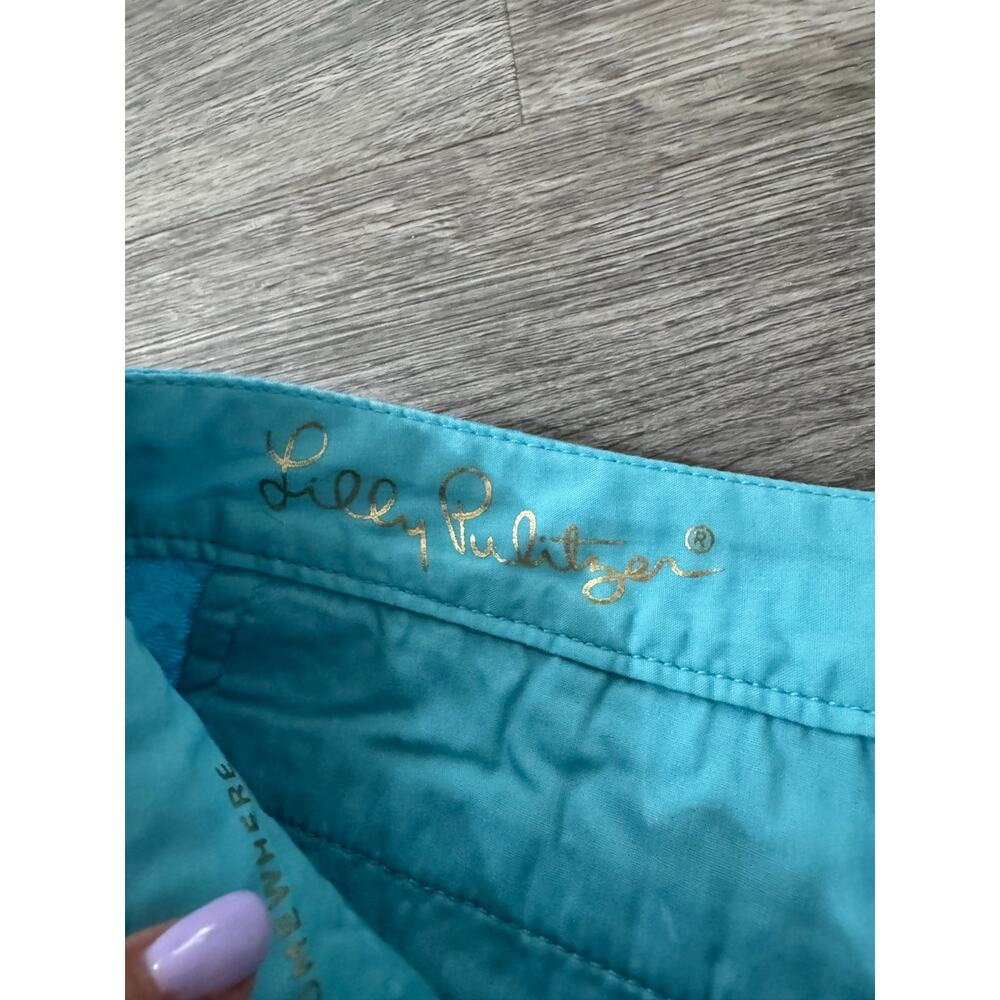 Lilly Pulitzer The Buttercup Short Turquoise Textured Print Size 00 - Picture 6 of 6